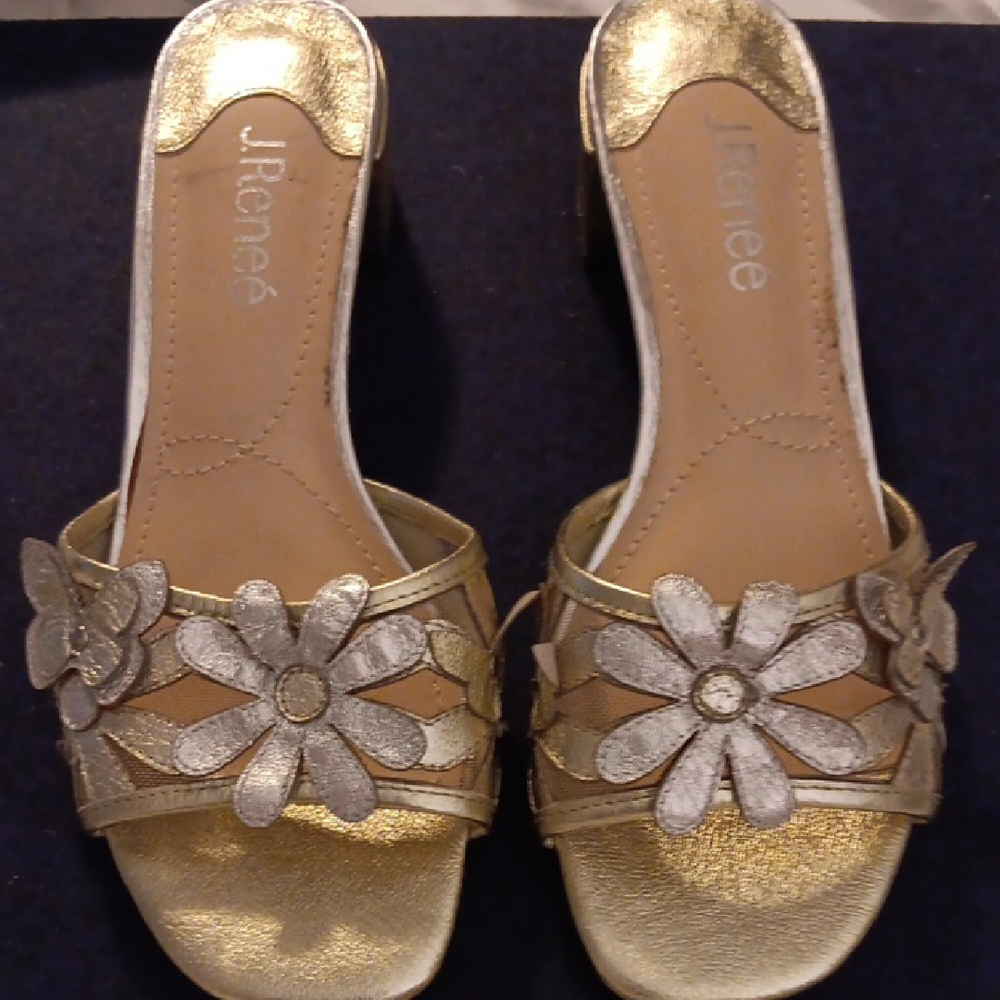 J.Renee Gold and Silver Floral Heels
